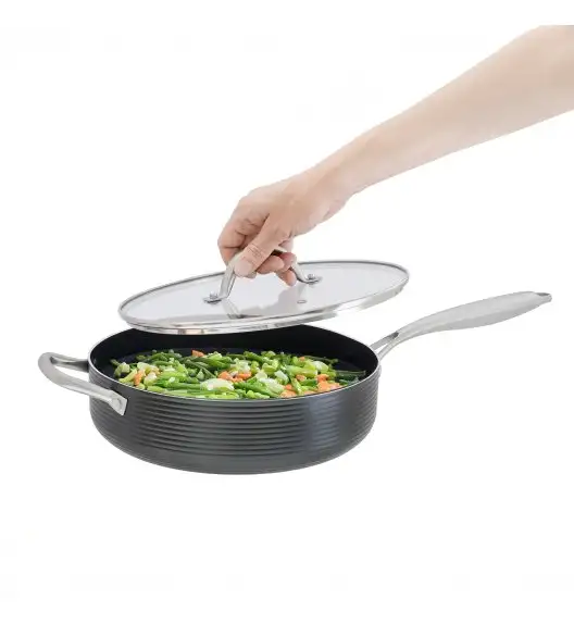 AMBITION | RIBS PATELNIA GŁĘBOKA 28 CM DWA UCHWYTY POKRYWKA Indukcja