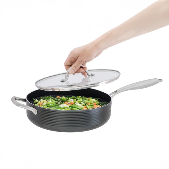 AMBITION | RIBS PATELNIA GŁĘBOKA 28 CM DWA UCHWYTY POKRYWKA Indukcja