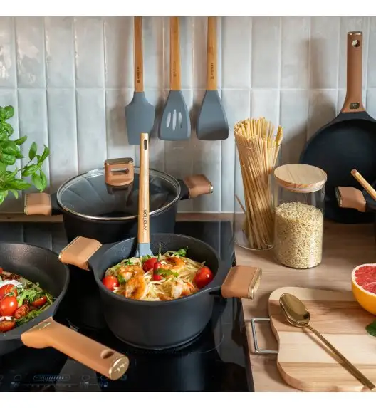 AMBITION | CAMEL PATELNIA NALEŚNIKOWA 24 CM Indukcja powłoka Qualum Basic Stone non-stick