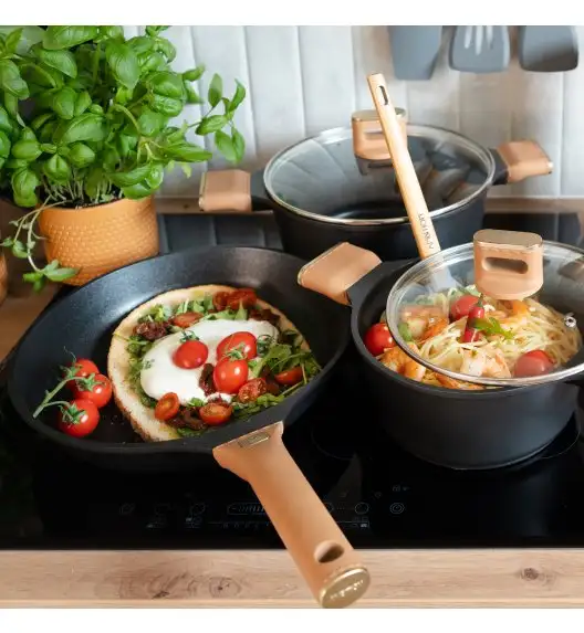 AMBITION | CAMEL GARNEK  2,4 L Pokrywka 20 CM Indukcja powłoka Qualum Basic Stone non-stick