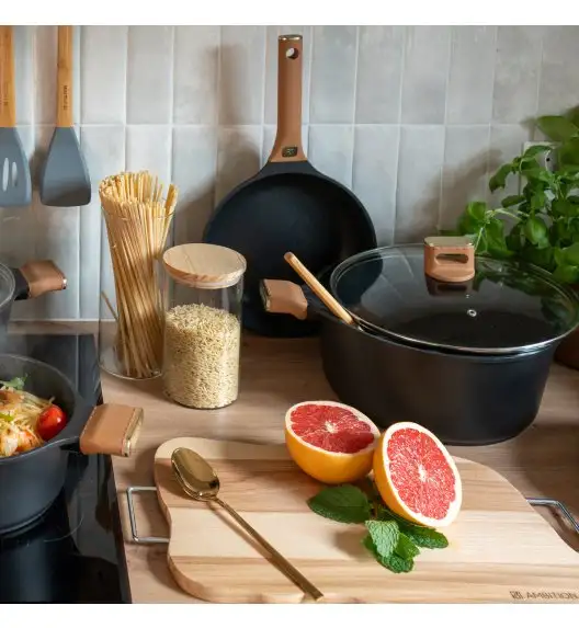 AMBITION | CAMEL GARNEK 6,4 L Pokrywka 28 CM Indukcja powłoka Qualum Basic Stone non-stick