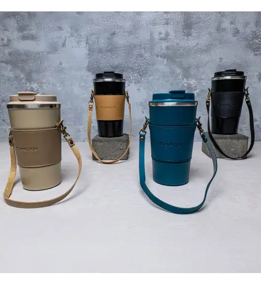 AMBITION | CAMEL KUBEK TERMICZNY 500 ML Z PASKIEM CZARNY