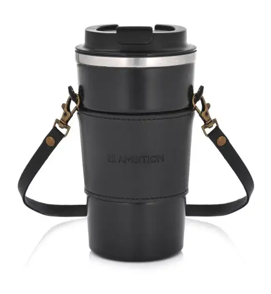 AMBITION | CAMEL KUBEK TERMICZNY 500 ML Z PASKIEM CZARNY