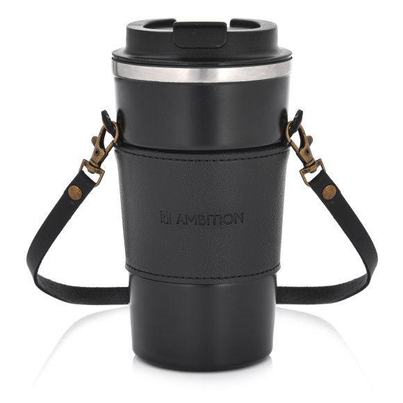 AMBITION | CAMEL KUBEK TERMICZNY 500 ML Z PASKIEM CZARNY