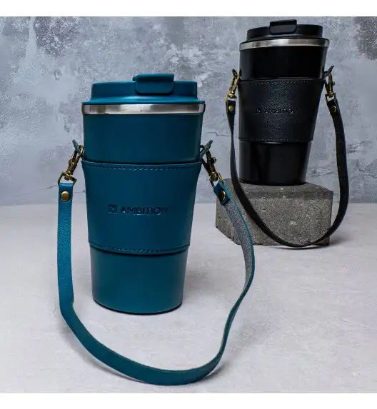 AMBITION | CAMEL KUBEK TERMICZNY 500 ML Z PASKIEM NIEBIESKI