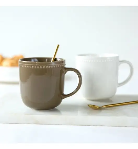 AMBITION | PERLINE KUBEK 380 ML BRĄZOWY / porcelana