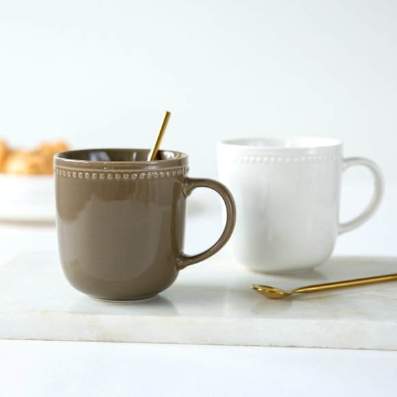 AMBITION | PERLINE KUBEK 380 ML BRĄZOWY / porcelana