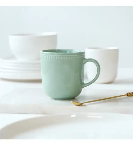 AMBITION | PERLINE KUBEK 380 ML ZIELONY / porcelana