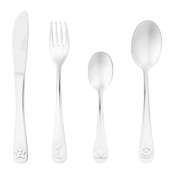 AMBITION JUNIOR SKY Komplet 4 sztućców dla dzieci / niebo / stal nierdzewna