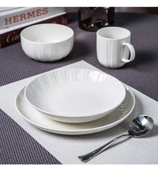 AMBITION | LIGNE TALERZ OBIAD 26 CM BIAŁY / porcelana