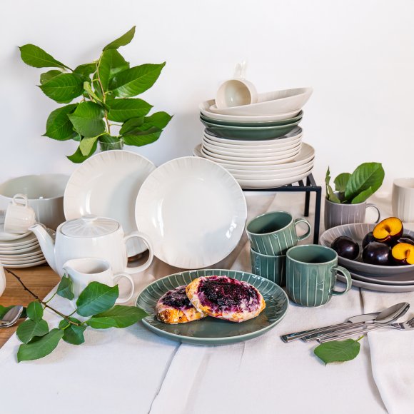 AMBITION | LIGNE KPL SERWIS OBIAD 18 EL 6 OS ZIELONY / porcelana