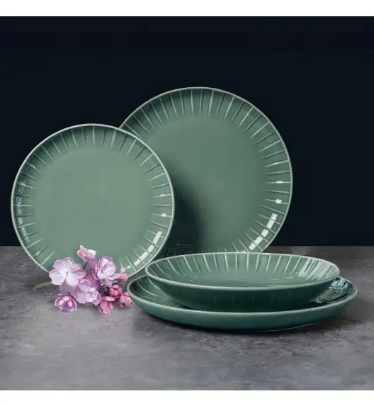 AMBITION | LIGNE KPL SERWIS OBIAD 18 EL 6 OS ZIELONY / porcelana