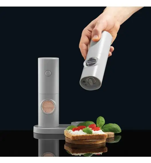 AMBITION MELLIZO Zestaw elektrycznych młynków do soli i pieprzu / szary