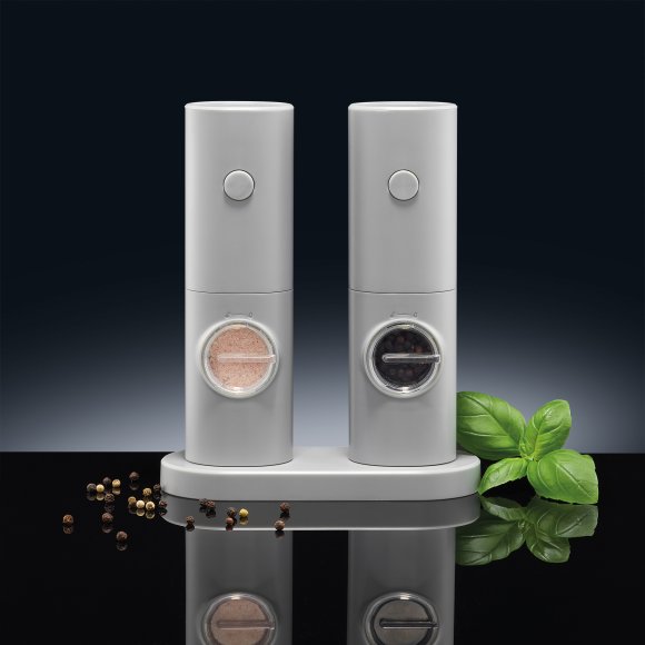 AMBITION MELLIZO Zestaw elektrycznych młynków do soli i pieprzu / szary