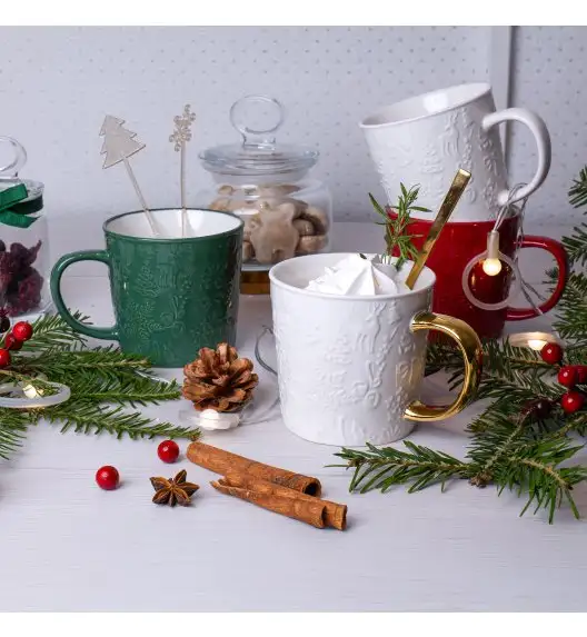 AMBITION FROSTY Kubek świąteczny 380 ml / biało-złoty / porcelana