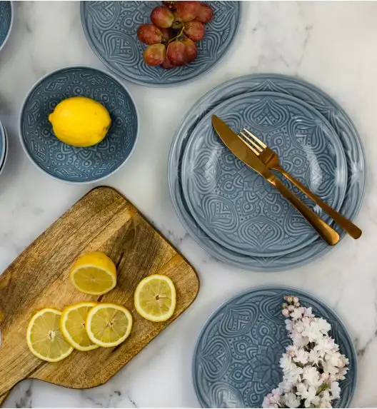 LUBIANA ORIENTAL | K9 SZARO-NIEBIESKI | Serwis obiadowy 12/36 el | porcelana