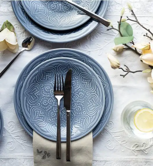 LUBIANA ORIENTAL | K9 SZARO-NIEBIESKI | Serwis obiadowy 12/36 el | porcelana