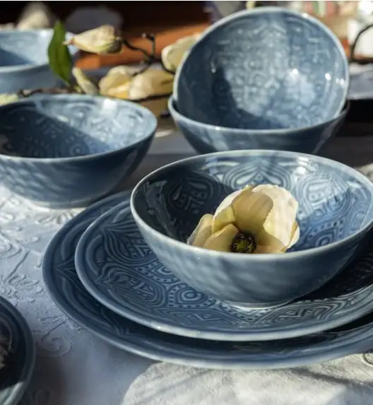 LUBIANA ORIENTAL | K9 SZARO-NIEBIESKI | Serwis obiadowy 12/36 el | porcelana