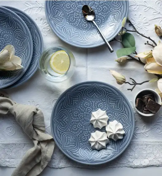 LUBIANA ORIENTAL | K9 SZARO-NIEBIESKI | Serwis obiadowy 18/54 el | porcelana