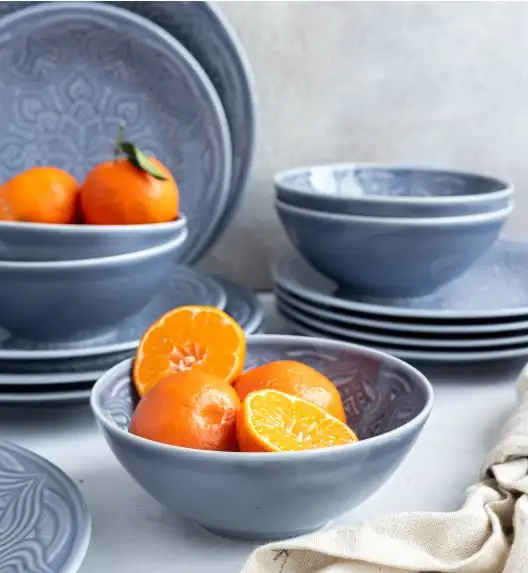 LUBIANA ORIENTAL | K9 SZARO-NIEBIESKI | Serwis obiadowy 18/54 el | porcelana