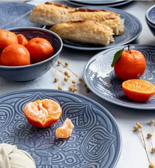 LUBIANA ORIENTAL | K9 SZARO-NIEBIESKI | Serwis obiadowy 18/54 el | porcelana