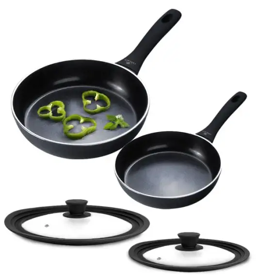 GERLACH CONTRAST PROCOAT Komplet patelni 20, 28 cm z powłoką ceramiczną non-stick + pokrywki silikonowe