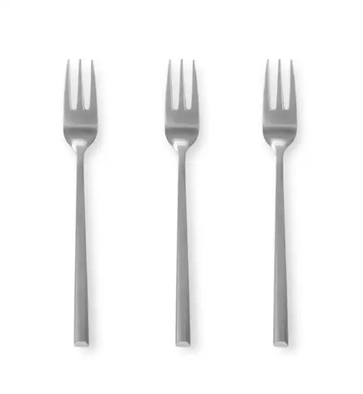 AMBITION COMO Sztućce Komplet 3 szt. Widelczyków do ciasta 14,5 cm dla 3 osób na zawieszce / połysk