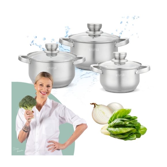 STUTSA NELVA Zestaw komplet garnków 6 el z pokrywkami / stal nierdzewna