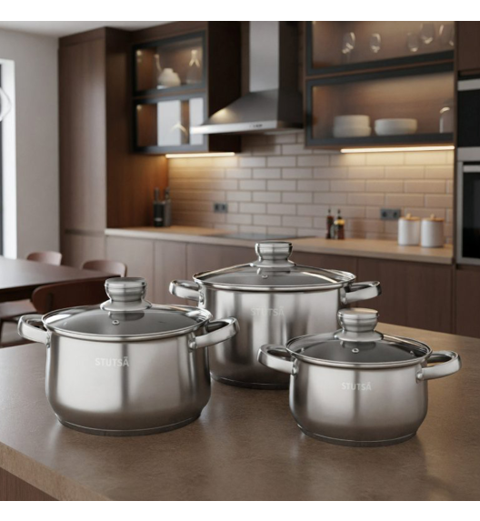 STUTSA NELVA Zestaw komplet garnków 6 el z pokrywkami / stal nierdzewna