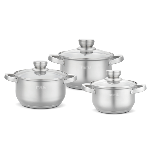 STUTSA NELVA Zestaw komplet garnków 6 el z pokrywkami / stal nierdzewna