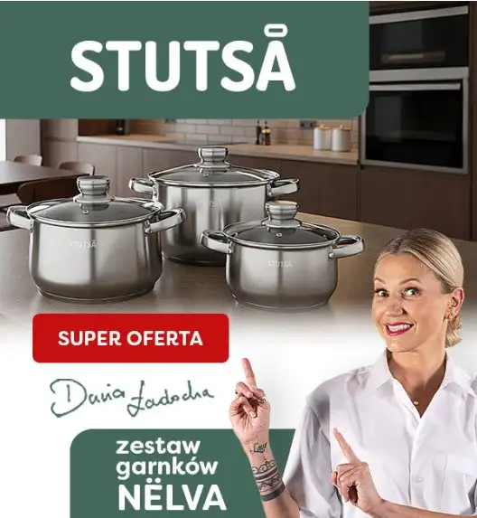 STUTSA NELVA Zestaw komplet garnków 6 el z pokrywkami / stal nierdzewna