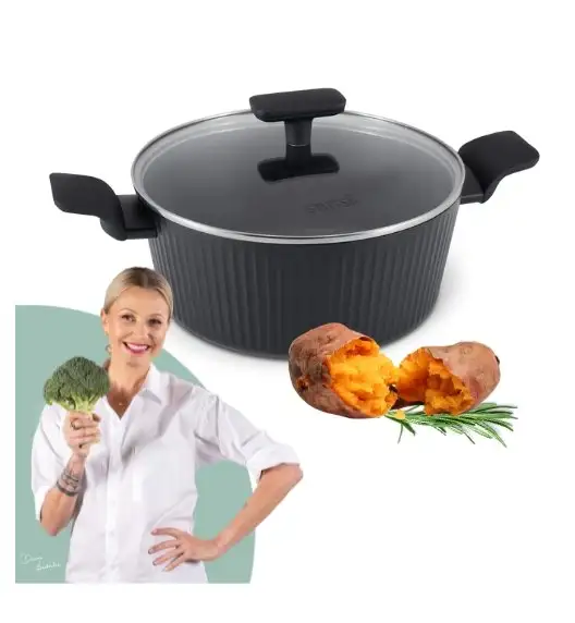 STUTSA VARMA Garnek 4 L z pokrywką 24 cm / nieprzywierająca powłoka non stick