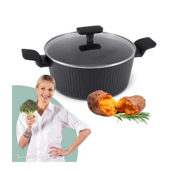 STUTSA VARMA Garnek 4 L z pokrywką 24 cm / nieprzywierająca powłoka non stick