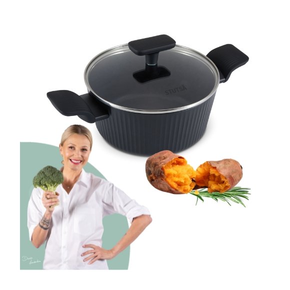 STUTSA VARMA Garnek 2,5 L z pokrywką 20 cm / nieprzywierająca powłoka non stick