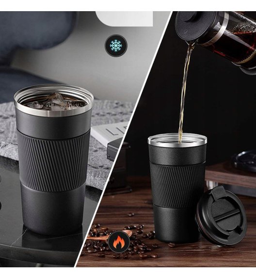 KAIA HOME | Kubek termiczny 510 ml antypoślizgowy / czarny