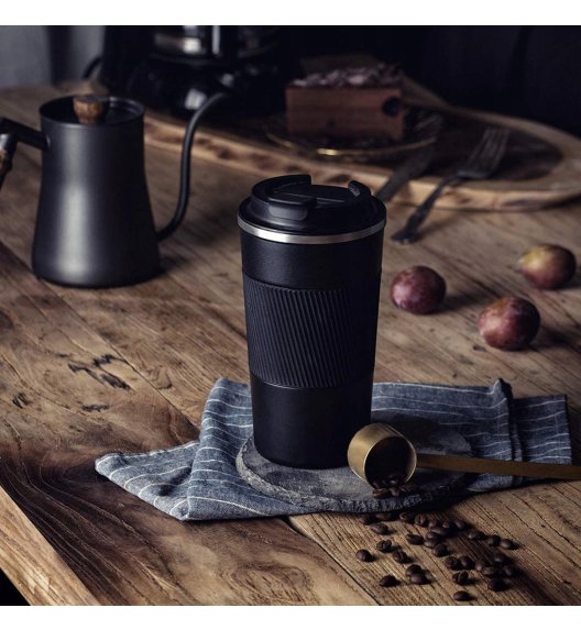 KAIA HOME | Kubek termiczny 510 ml antypoślizgowy / czarny