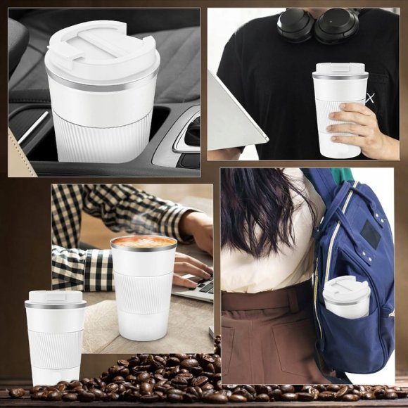 KAIA HOME | Kubek termiczny 510 ml antypoślizgowy / biały