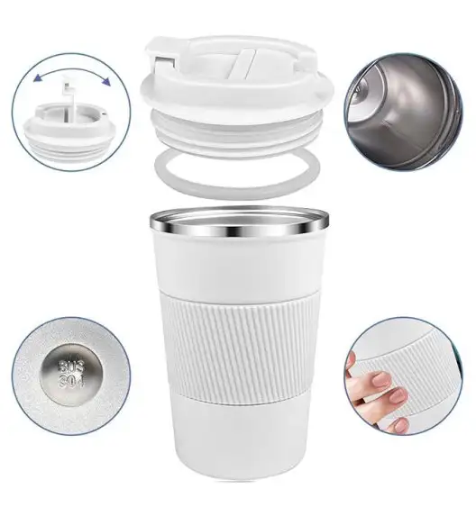 KAIA HOME | Kubek termiczny 380 ml antypoślizgowy / biały