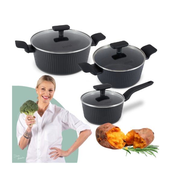 STUTSA VARMA Komplet 3 garnków 6 el / nieprzywierająca powłoka non stick