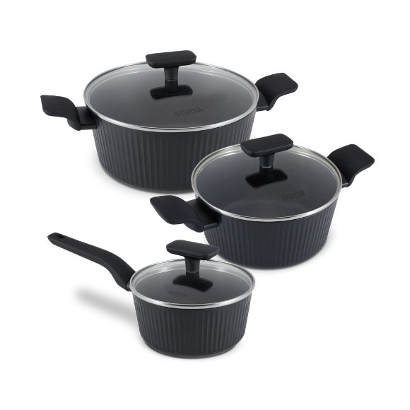 STUTSA VARMA Komplet 3 garnków 6 el / nieprzywierająca powłoka non stick