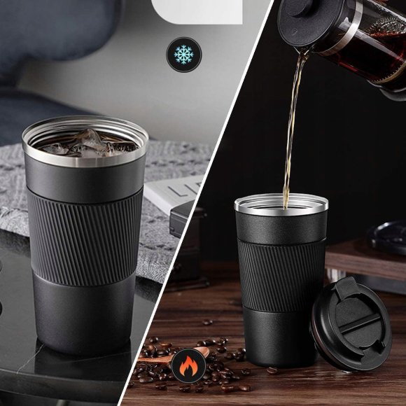 KAIA HOME | Komplet 2x Kubek termiczny 510 ml + 380 ml / czarne