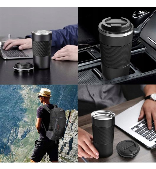 KAIA HOME | Komplet 2x Kubek termiczny 510 ml + 380 ml / czarne