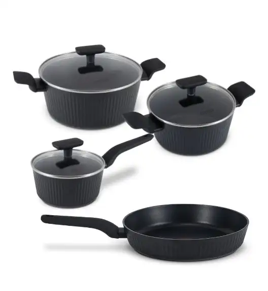 STUTSA VARMA Komplet 3 garnków 6 el + patelnia 28 cm / nieprzywierająca powłoka non stick