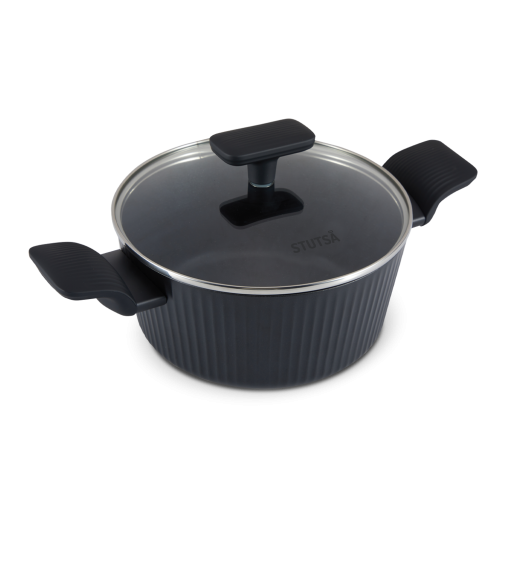 STUTSA VARMA Komplet 3 garnków 6 el + patelnia 28 cm / nieprzywierająca powłoka non stick