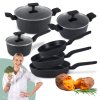 STUTSA VARMA Komplet 3 garnków 6 el + 3 patelnie 20, 24, 28 cm / nieprzywierająca powłoka non stick