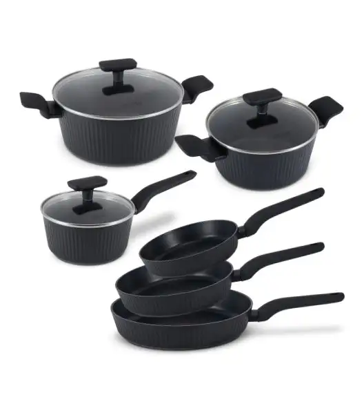 STUTSA VARMA Komplet 3 garnków 6 el + 3 patelnie 20, 24, 28 cm / nieprzywierająca powłoka non stick