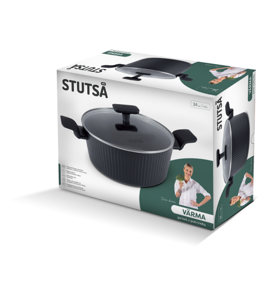 STUTSA VARMA Komplet 3 garnków 6 el + 3 patelnie 20, 24, 28 cm / nieprzywierająca powłoka non stick