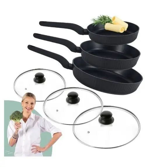 STUTSA | VARMA Komplet 3 patelni z thermo spot (20, 24, 28 cm) + 3 pok uniwersalne