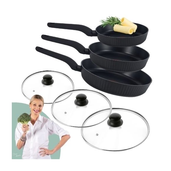 STUTSA | VARMA Komplet 3 patelni z thermo spot (20, 24, 28 cm) + 3 pok uniwersalne