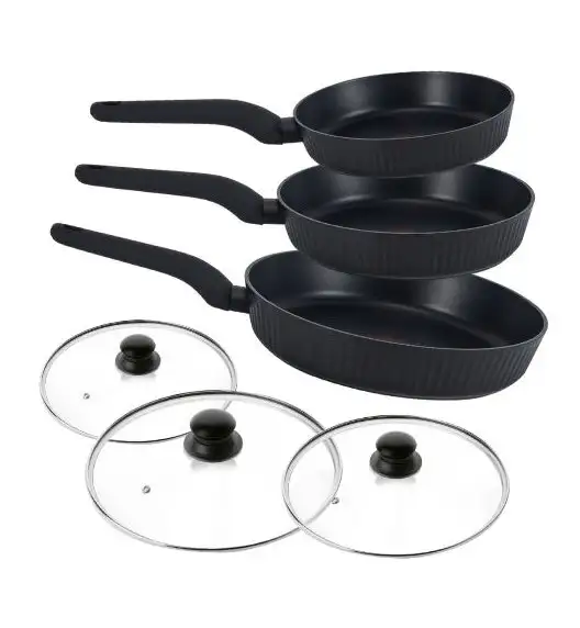 STUTSA | VARMA Komplet garnków 6 el (R16, 20, 24 cm) + 3 patelnie thermo spot (20, 24, 28 cm) + 3 pok uni